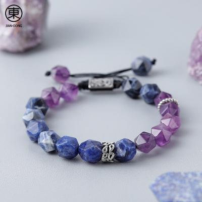 China FASHIONABLE Wholesale Handwoven Natural Amethyst Charm S0603 JIANDONG Adjustable Rope Beads Bracelet For Men for sale