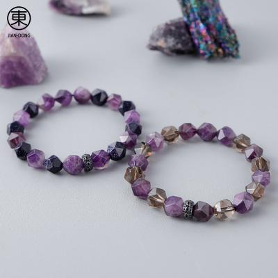 China S0647 JIANDONG healing casual/sporty natural amethyst beaded bracelet men's and women's simple charm jewelry wholesale bracelet for sale