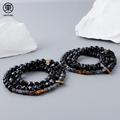 China S0609 JIANDONG FASHIONABLE men's yellow tiger-eye obsidian three bracelet high grade high grade string hand circle jewelry for sale