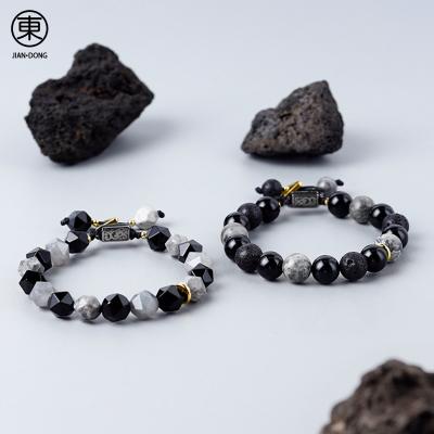 China S0602 FASHION JIANDONG 2022 Selling Like Hot Cakes Wholesale Natural Black Agate Crystal Bracelet Handwoven Crystal Men's Fashion Gifts for sale