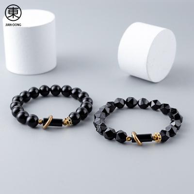 China S0633 JIANDONG FASHIONABLE Wholesale Natural Gemstone Agate Charm Bead High Quality Natural Black Bracelet For Men for sale