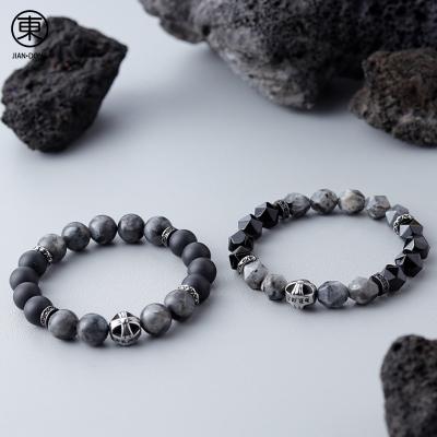 China S0651 JIANDONG FASHIONABLE custom made men jewelry charm natural stone black agate bead stretch bracelet men bracelet for sale