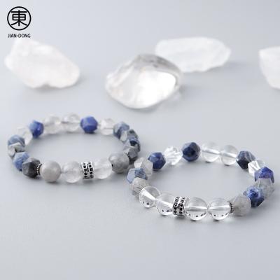 China S0653 JIANDONG FASHIONABLE Natural White Circle Handmade Beaded Bracelets Healing Crystal Bracelet Charm Elastic Single for Men for sale