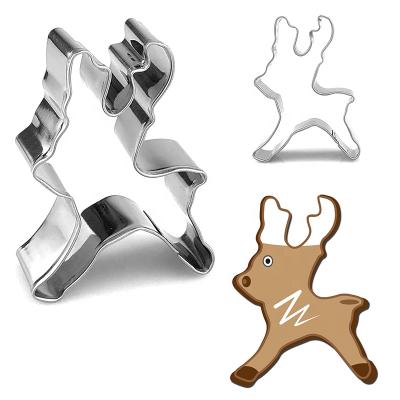 China Viable Christmas Cookie Reindeer Stainless Steel Cookie Cutter Animal Cake Tools for sale