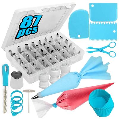 China Sustainable DIY Baking Tools Cake Tools 87pcs Cake Decorating Tip Set Icing Nozzles Set for sale