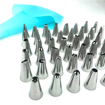 China Hot Selling Multi Shapes Sustainable 48+2 Pcs Stainless Steel Piping Nozzle Set Cake Decorating Tip Set Cake Tools for sale