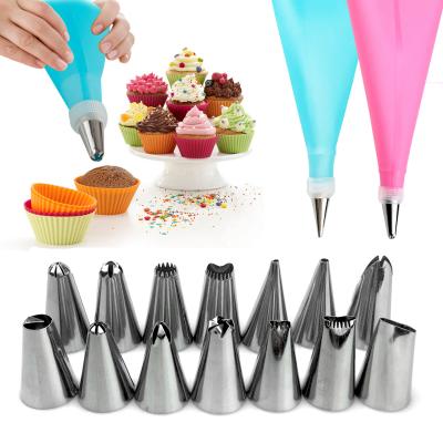 China Good Quality Sustainable Baking Tools 16pcs Decorating Tip Set Cake Tools Nozzle Set for sale