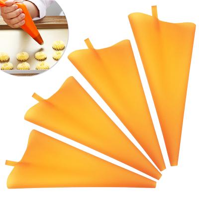 China 10 Inch Sustainable Good Quality Reusable Silicone TPU Pastry Piping Bag Orange Cake Decorating Icing Bag for sale