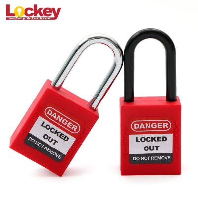 China ABS Steel Nylon Plastic Body 76mm Labor Safety Lockout Padlock China Lockey Safety Padlock 38mm Shackle Lock Safe With Master Key for sale