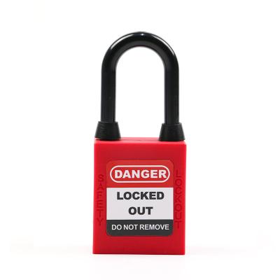 China Loto 38mm Steel Nylon Dustproof Plastic Shackle Lockout Safety Padlock Safety Padlock Dustproof Padlock for sale