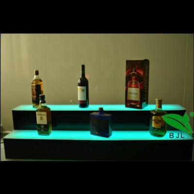 China Colorful LED Light Stage Tiered Glow Illuminated Acrylic Bottle Shelf Display for sale