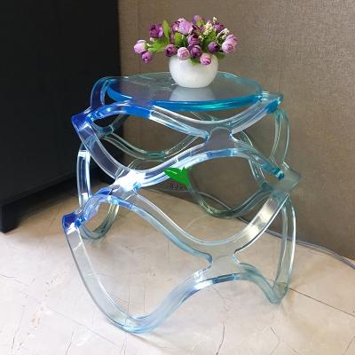 China Adjustable Special Wavy Shape Clear Acrylic Living Room Furniture (Others) Stools for sale