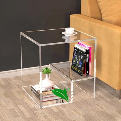 China Custom Clear Acrylic Bedside Table Side Tables (Size) Adjustable Modern Bedroom Furniture For Bed Rooms for sale