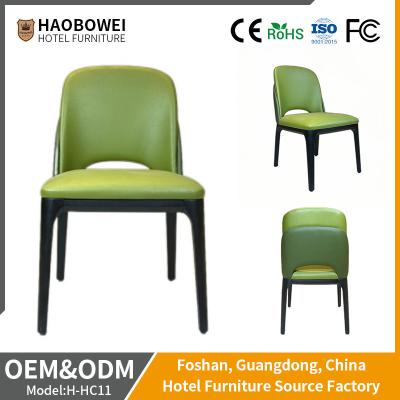 China Green PU Leather upholstered Mustard Dining Chair For Restaurant Hotel Furniture for sale