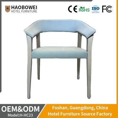 China Hardwood Frame Armed Grey Leather Dining Chairs For Hotel Restaurant Banquet for sale