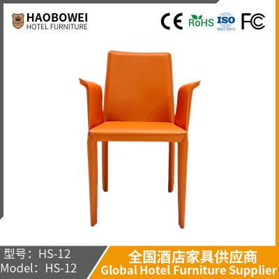 China Italian Saddle Chair Restaurant Hotel Armrest Back Book Chair Cream Wind Saddle Leather Dining Chair Home Extremely Simple Negotiation Chair for sale