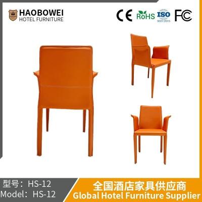 China                    Nordic Designer Restaurant Back Chair Light Luxury Italian Saddle Leather Dining Chair Home Armchair Hotel Sales Surround Chair              for sale