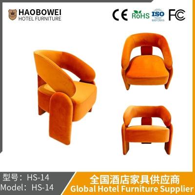 China                    Haobowei Furniture Nordic Light Luxury Cloth Art Single Sofa Chair Upscale Luxury Villa Leisure Chair Designer Hotel Reception Chair              for sale