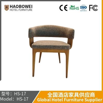 China                    Haobowei Furniture Simple Solid Wood Dining Chair Designer Wabi Sabine Hotel Commercial Soft Bag Armchair Western Restaurant Chair              for sale