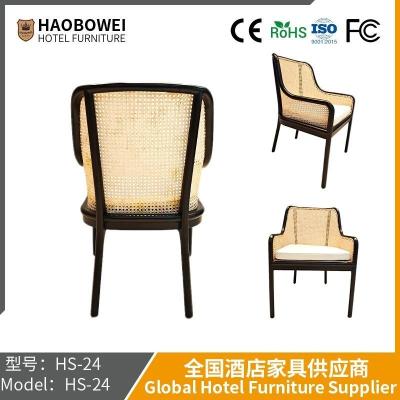 China                    Light Luxury Dining Chair Rattan Woven Nordic Back Recliner Accommodation Solid Wood Furniture Soft Bag in The Ancient Hotel Dining Table Chair Red              for sale