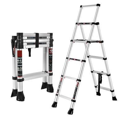 China Folding Ladders 5 Double Step Household Engineering A-Frame Folding Aluminum Alloy Telescopic Uneven Ladders 6 Step Ladders for sale