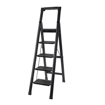 China Folding Ladders Black Workbench Aluminum Alloy Household Three-Step Ladder For Decoration for sale