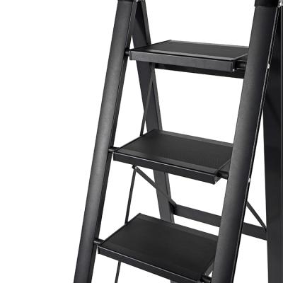 China Folding Ladders Black Five-Step Plus Workbench Aluminum Alloy Household Ladder For Decoration for sale