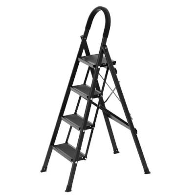 China Portable Black Folding Ladders 4step 5step 6step Aluminum Home Step Ladders for sale