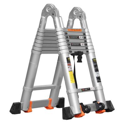 China Folding ladders engineering thickened miter ladder u-type pedal telescopic ladder thickened decoration double side ladder for sale