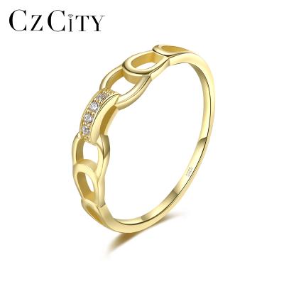 China Fashion TRENDY Wholesale 925 Silver Gold Plated Link Stacking Rings Jewelry 2021 New Design For Women for sale