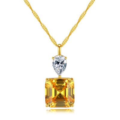 China 2021 CZCITY 18K Gold CZCITY 18K Gold Chain Statement Luxury Jewelry Pending Zircon Crystal Necklace for sale