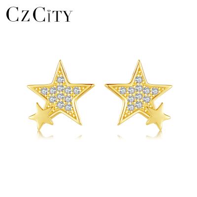 China 2021 CZCITY Earing Lady Jewelry Korean Elegant 14K Gold Popular Whole Sale Diamond 14K Gold Earring New for sale