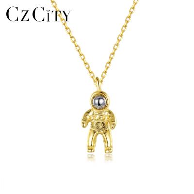 China CZCITY Cute Cute Astronauts Gold Plated Lady 2021 Tasty Woman Chain Pendant Cute Korean Necklace for sale