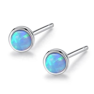 China CZCITY's Little Cute Korean Fire Opal Stud Earrings for Girls 925 Sterling Silver Fine Earring Jewelry for sale