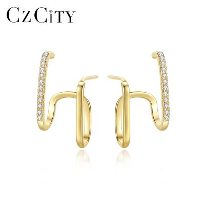 China CZCITY 2021 Cute Fashion Trend Jewelry Gold Plated Earing Hook Circle Ear Cuff Earring for sale