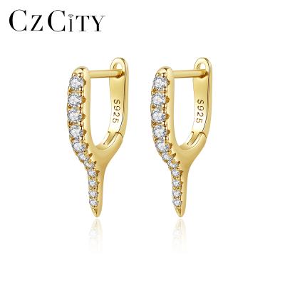 China Cute Elegant CZCITY Clip Earring Zircon Circle Earing Zircon CZ Paved Fashion 5A Clip On Earring Woman for sale