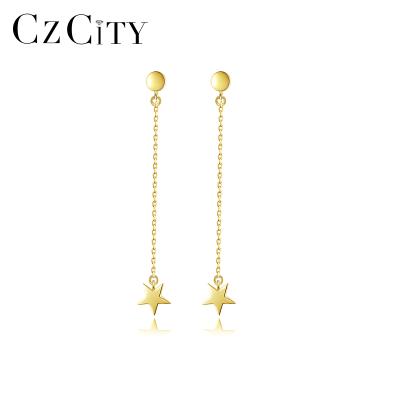 China Cute CZCITY Drop Gold Plated S925 Wire 925 Sterling Silver Ear Long Earring for sale