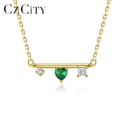 China 2021Trendy Fashion Tasty Initial CZCITY Gold Tasty Initial CZCITY Crystal Jewelry Silver Gold Plated Chain Necklace for sale