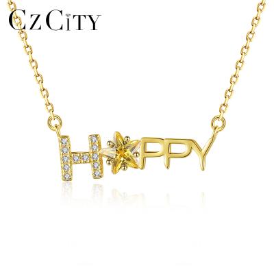 China CZCITY TRENDY Gold Chain Fashion 2021 Trendy Jewelry Charm Lady Cute Pendant Letter Pendent Necklace for sale