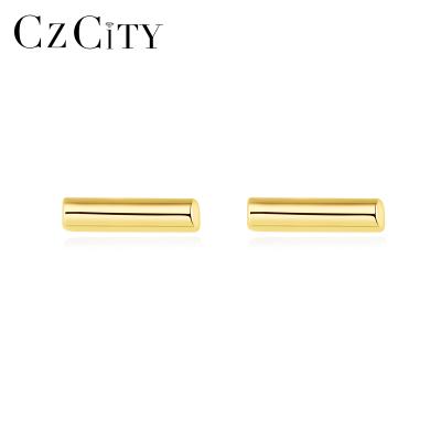 China CLASSIC 2021 Hot Sale Korean Minimalist 14K Sterling Silver Bar Stud Earrings Gold Plated Women's Earrings for sale