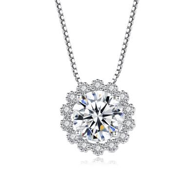 China CLASSIC CZCITY Moissanite Pendant Necklace Flower Shaped 925 Sterling Silver Chain Jewelry Necklace for sale