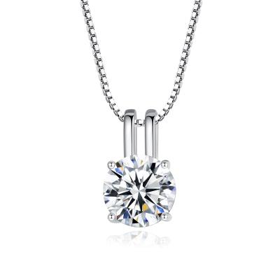 China FASHIONABLE Round Diamond Pendant Moissanite Necklace S925 Sterling Silver Chain Necklace from CZCITY 1.0ct for sale