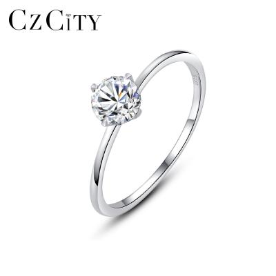 China CZCITY Classic 0.5ct Classic 925 Engagement Girl Wedding Sterling Silver Woman Moissanite Diamond Ring for sale