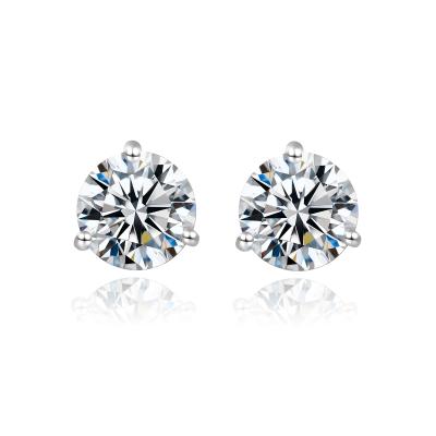 China CZCITY 3 Claw Fashion Women's Classic Simple Minimalist Diamond 1CT Sterling Silver Moissanite Stud Earrings for sale