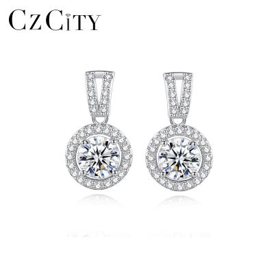 China CZCITY CLASSIC High Quality Rhodium Plated 925 Silver Drop VVS Moissanite Gem Earrings Sterling Jewelery Earing Jewelry Unique for sale