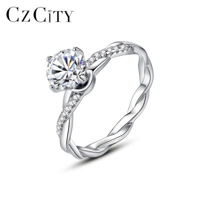 China CZCITY CLASSIC White Gold Wedding Setting Sterling Silver Statement Bling 925 Moissanite Diamond Woman Ring for sale