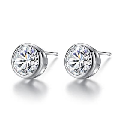 China CZCITY FASHION Simple Design Around CZ Stone 925 Sterling Silver Stud Earrings For Women for sale