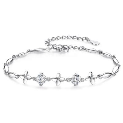 China CZCITY Silver Elegant Flower Shape 925 Sterling Silver Zirconia Bracelet Fine Jewelry For Girl for sale