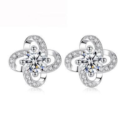 China FASHIONABLE Simple Zircon 925 Genuine High Quality Sterling Silver Flower Shape Silver Stud Earrings From CZCITY for sale