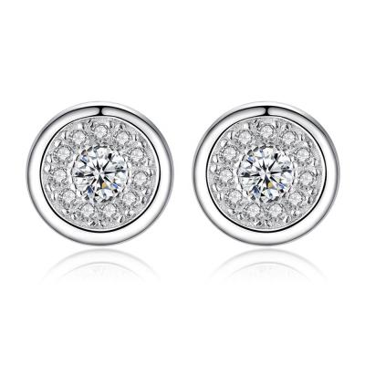 China CZCITY CLASSICS Round Shape Micro Pave Cubic Zircon 925 Sterling Silver Stud Earrings For Women for sale